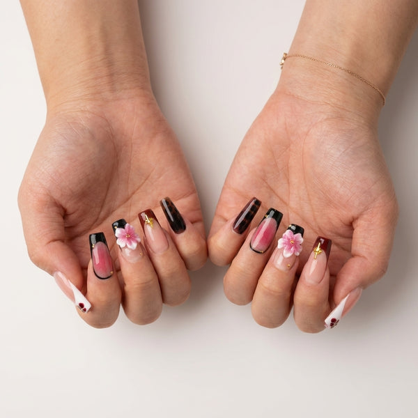 Midnight Blossom Press-On Nail Set