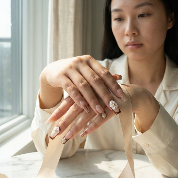 Chocolate Camellia Press-On Nail Set