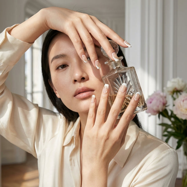 Minimalist Gold Line French Press-On Nails – Nude & White Elegant Design