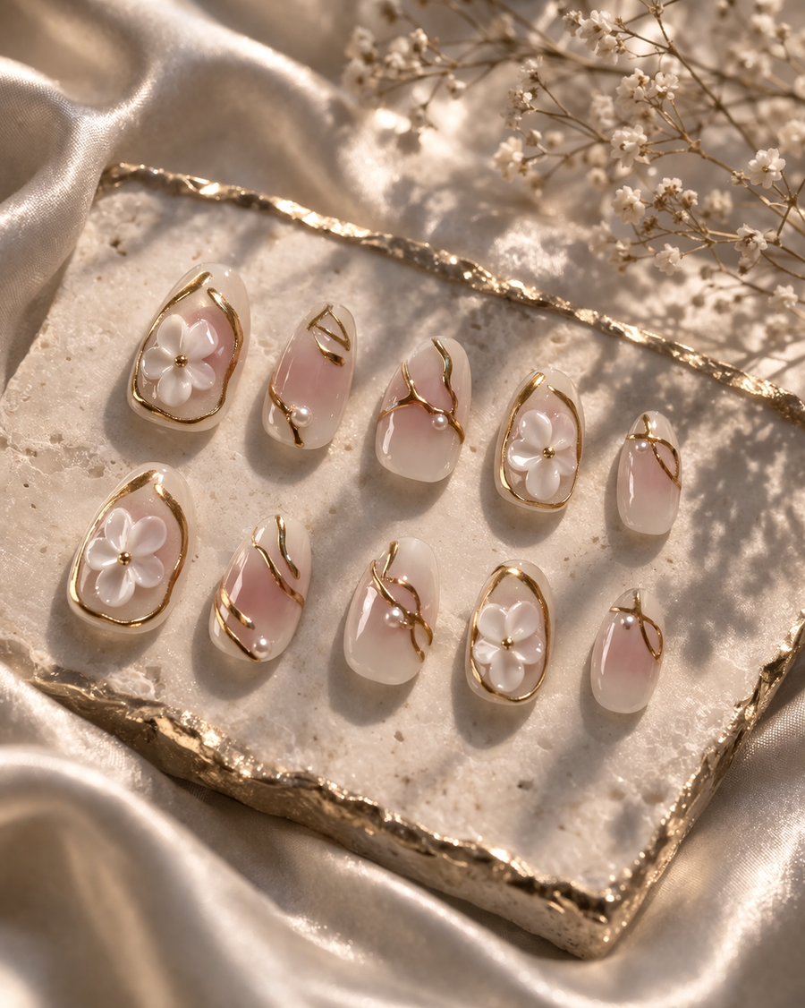 Gilded Petal Press-On Nail Set