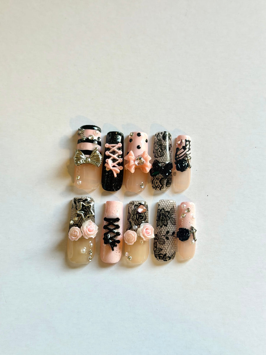 Midnight Romance | Gothic Coquette Press-On Nails