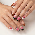 Leopard & Pink Floral Press-On Nails – Bold Glam with 3D Flower Accents