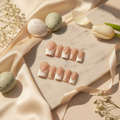 Minimalist Gold Line French Press-On Nails – Nude & White Elegant Design