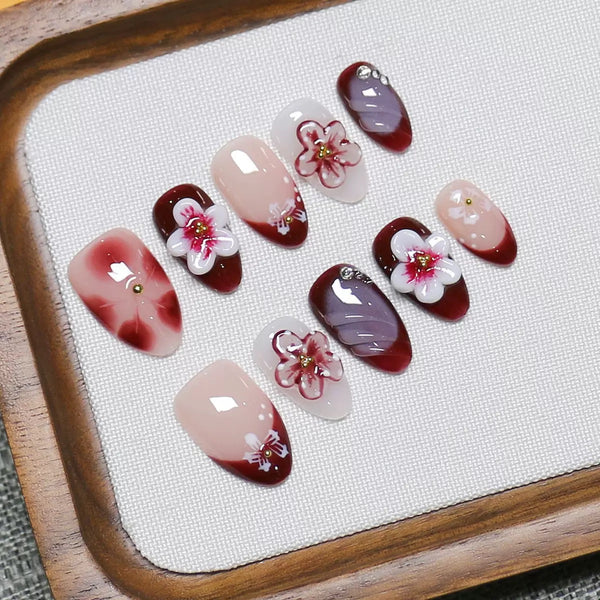 Wineberry Bloom Press-On Nail Set