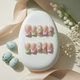 Soft Pastel 3D Floral Press-On Nails – Nude Pink with Handcrafted Blossom Design
