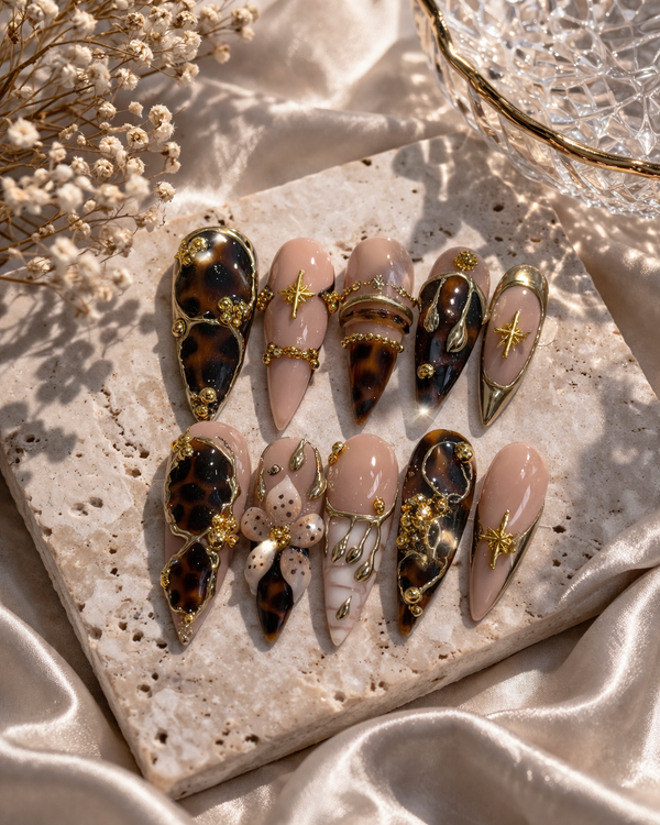 Tortoiseshell Butterfly Press-On Nail Set