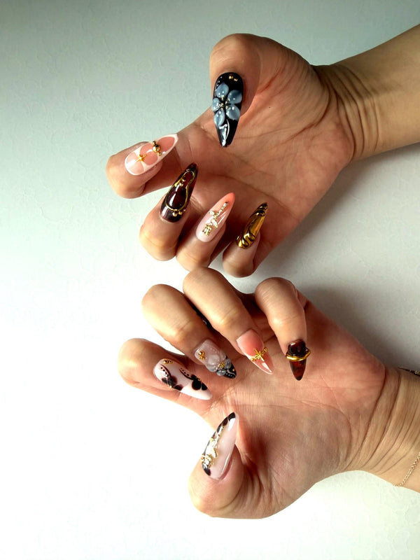 Dark Marble Luxe Press-On Nail Set