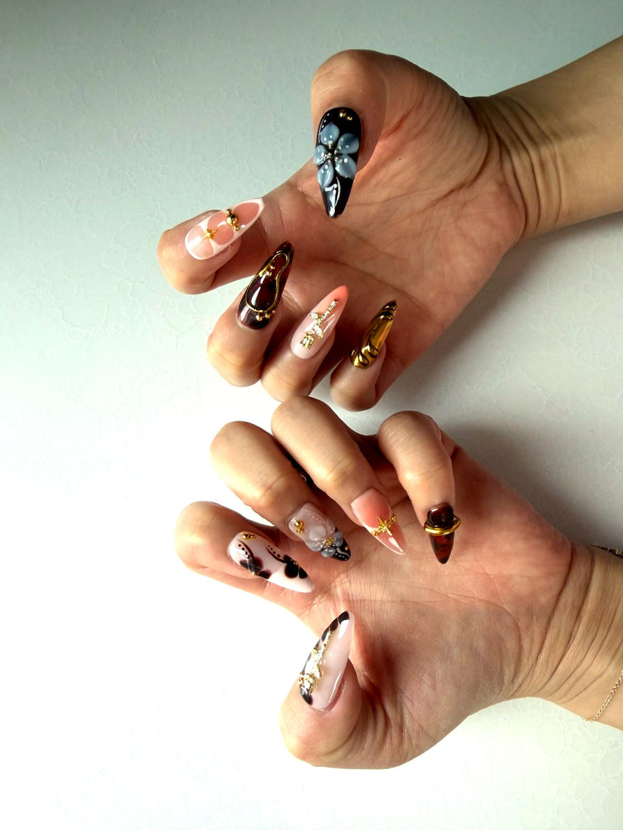 Dark Marble Luxe Press-On Nail Set