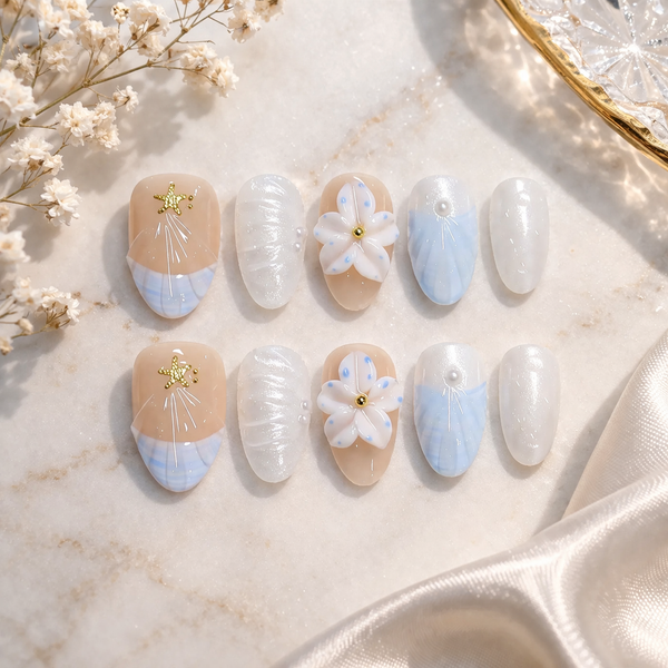 Blue Sky Bloom Press-On Nail Set